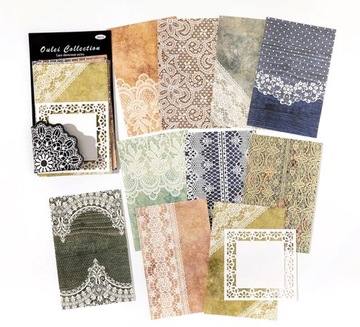 ZESTAW PAPIERÓW SCRAPBOOKING 30SZT OZDOBNE KORONKI