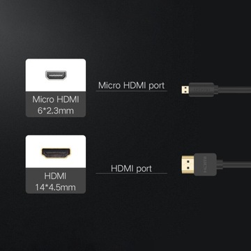 ВИДЕОКАБЕЛЬ UGREEN MICRO HDMI-HDMI 2.0 FULLHD 4K 60HZ ВИДЕОКАБЕЛЬ 2М