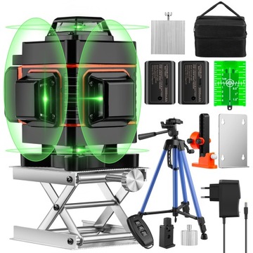 POZIOMICA LASEROWA 16LINII 4D 360°+STATYW+2*AKU.