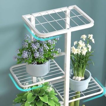 Металлическая клумба с белой цветочной стойкой шельфа 142 см 8 Уровень