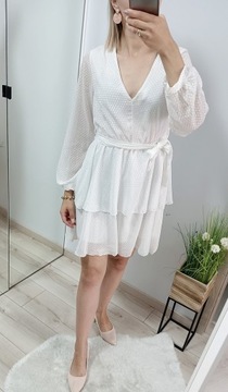 MiLady biała sukienka wiązana A217