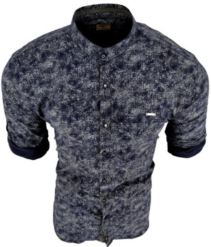 РУБАШКА МУЖСКАЯ, ТЕМНО-СИНЯЯ КВАДРАТНАЯ, С ДЛИННЫМ РУКАВОМ, XL