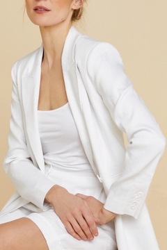 Женская льняная куртка Dunnes, длинная, белая куртка, пуговицы, S 36