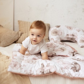 KOMPLET BAWEŁNIANA POŚCIEL Z WYPEŁNIENIEM DO ŁÓŻECZKA BOCIOLAND 100x75 SŁOŃ