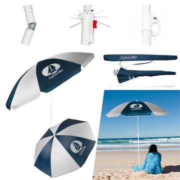 Parasol plażowy łamany z filtrem UPF50+ Captain Mike 160cm