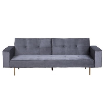 Sofa rozkładana welurowa szara VISNES