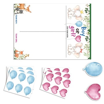 1 ZESTAW PLAKAT NA PRZYJĘCIE PŁCI DZIECKA BABY SHOWER
