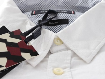 Koszula męska TOMMY HILFIGER SLIM COTTON LINEN SHIRT CLASSIC WHITE