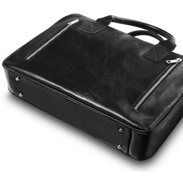 Elegancka SKÓRZANA torba męska na laptopa TIZANO TM08 czarna