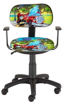 KRZESŁO obrotowe dla dziecka Bambino Strażak czarny stelaż ergonomiczne