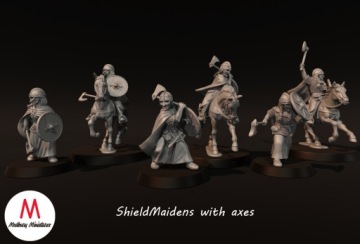 ShieldMaidens с установленными топорами - 3x - Рохан LOTR