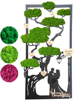 Drzewo z mchem chrobotkiem 40 PARA MŁODA podziękowanie ślub mech chrobotek