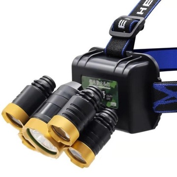 ФАРА ДЛЯ ГОЛОВЫ ФАР 5 X LED ZOOM CREE POWERFUL 4 РЕЖИМА АЛЮМИНИЙ