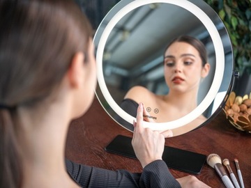 Красивое косметическое зеркало для макияжа Humanas Scarlet со светодиодной подсветкой