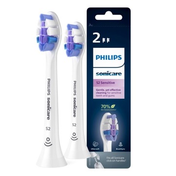 2x Końcówki Philips Sonicare S2 Sensitive nadwrażliwość białe HX6052/10