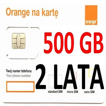 INTERNET NA KARTĘ STARTER ORANGE FREE 500 GB 2 LATA SIM i E-SIM