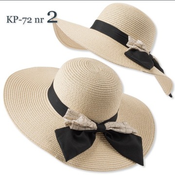 PIĘKNY kapelusz damski plażowy falowany słomkowy