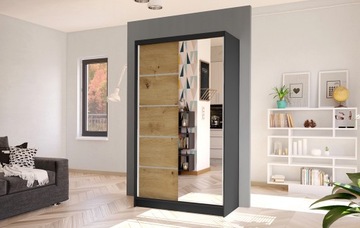 SZAFA PRZESUWNA DIEGO III z lustrem 100cm - pojemna GARDEROBA