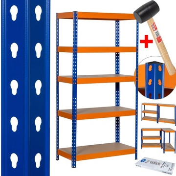 Полка складская металлическая STRONG 5x200кг 180x90x45 + HAMMER - DOOC
