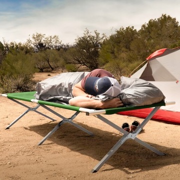 ŁÓŻKO TURYSTYCZNE POLOWE LEŻAK KANADYJKA SKŁADANE DUŻE WYGODNE Z TORBĄ