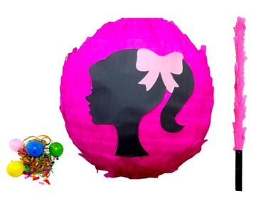 ZESTAW NA URODZINY PINIATA PINATA Barbie + kijek+ konfetti 95cm