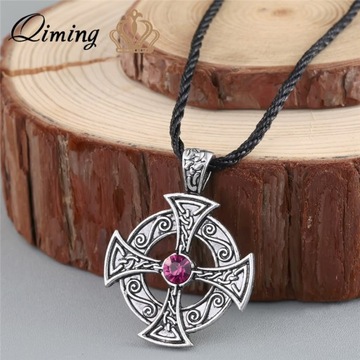 Viking Valknut Pendant Men's Necklace Round Pagan