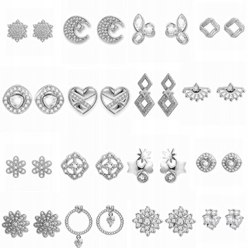 Роскошные серьги серебряного цвета с цирконием AAA