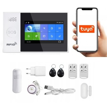 BEZPRZEWODOWY ALARM z LCD 4.3' GSM WiFi SMS TUYA SMART PO POLSKU