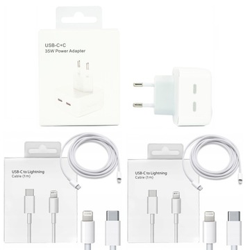 SZYBKA ŁADOWARKA 2X USB-C + 2X KABEL 1M DO IPHONE