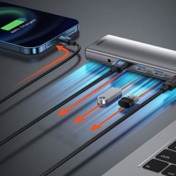 BASEUS HUB USB-C — 3x USB/USB-C PD 100 Вт/AUX/VGA/2x HDMI/SD/СЕТЕВАЯ КАРТА