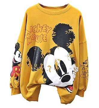 MD żółta musztardowa luźna bluza Myszka Miki | 2XL