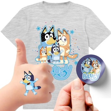 ZESTAW KOSZULKA + TATUAŻE NAKLEJKI BLUEY BLUE 152