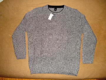 Sweter River Island XXXL srebrny szary melanż