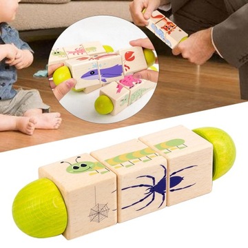 Деревянный вращающийся пазл-паук для детей