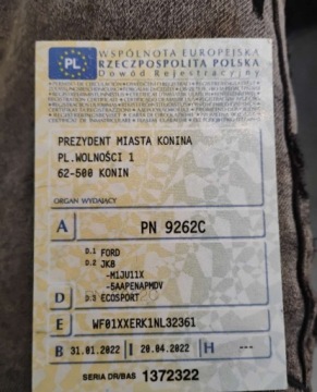 Ford Ecosport II 2022 Ford EcoSport 2022r, 1.0 Benzyna. Uszkodzony lewy przod. Poobijany. Jezdzi., zdjęcie 22