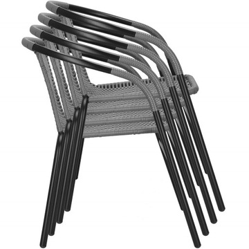 4x САДОВЫЙ СТУЛ ДЛЯ ТЕРРАСЫ, БАЛКОНА, ПРОЧНЫЙ, УДОБНЫЙ, ДЛЯ СТОЛКА, СЕРЫЙ МЕТАЛЛ