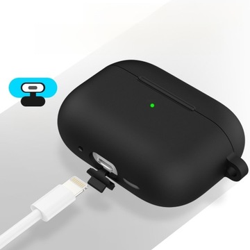 СИЛИКОНОВЫЙ ЧЕХОЛ ДЛЯ APPLE AIRPODS 4, КРЫШКА-КАРАБИН - ЧЕРНЫЙ