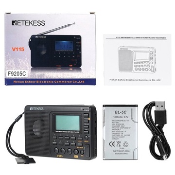 RADIO PRZENOŚNE USB AM/FM SW MP3 SD MOCNE RETRO AKUMULATOR 1000mAh BL-5C