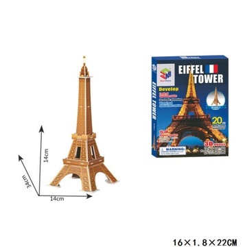 UKŁADANKA PUZZLE 20 EL. 3D WIEŻA EIFFLA