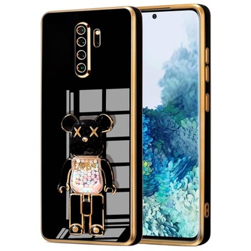 ETUI GLAMOUR DO XIAOMI REDMI 9 BEAR UCHWYT PODSTAWKA MIŚ SILIKON + SZKŁO