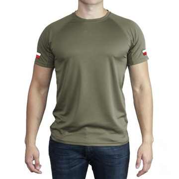 koszulka wojskowa techniczna t-shirt wojskowy pod mundur khaki flagi PL