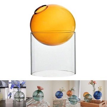 Ваза из прозрачного стекла, лампочка, контейнер для растений для гидропоники, прозрачная, оранжевая, высокая