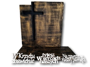 Podstawka Krzyż Dekoracja na grób z NAPISAMI RÓŻNE