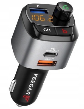 FM-передатчик FEEGAR BT QC3.0, комплект громкой связи