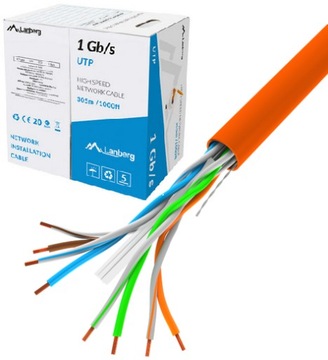 KABEL SIECIOWY LAN UTP LCU 6 100m SKRĘTKA POMARAŃCZOWY CCA AWG23 RJ45 KAT