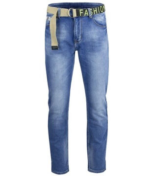 Klasyczne spodnie męskie jeansy z paskiem 32