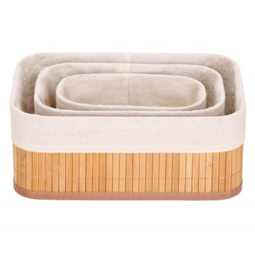 БАМБУКОВЫЙ НАСТОЛЬНЫЙ ОРГАНАЙЗЕР КОСМЕТИКА 3 КОРЗИНЫ КОРОБКИ ДЛЯ ВАННОЙ