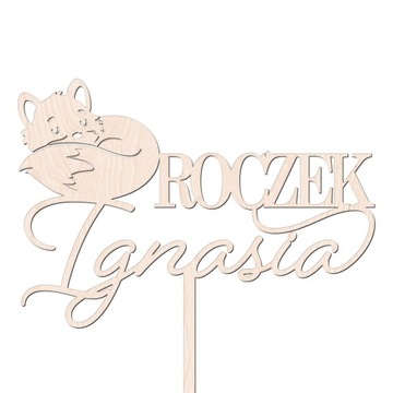 TOPPER NAPIS NA TORT DEKORACJA LIS LISEK ROCZEK