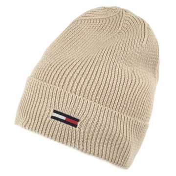 Czapka Tommy Hilfiger Elogated Flag Beanie Beżowa