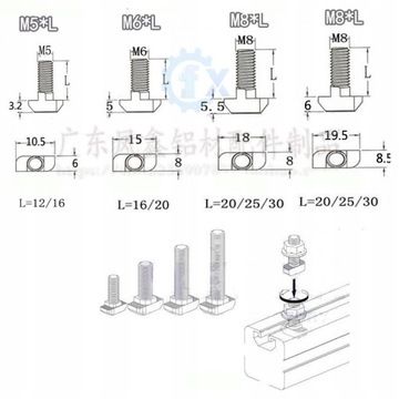 Винт с Т-образной головкой - М5 х 12мм - 20 шт.